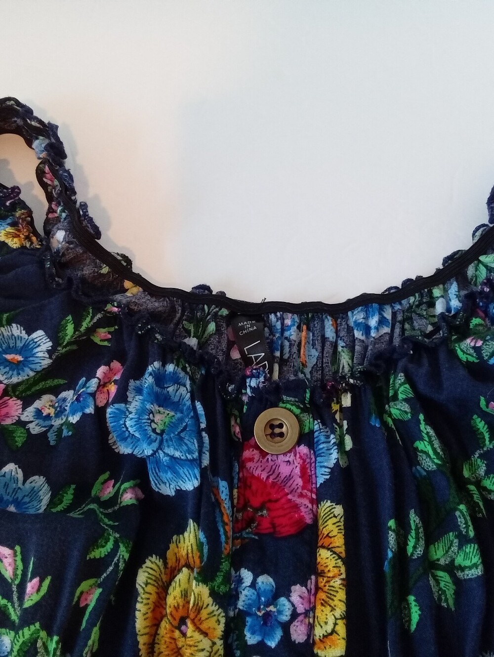 Lapis Navy Floral Tiered Sundress with Pink Yellow and Blue Blooms - Picture 6 of 8